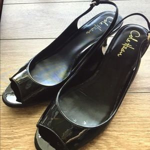 Cole Haan Air Black Patent Sling Back Pumps